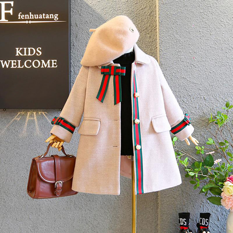 Casual Girls Winter Coat with Beret